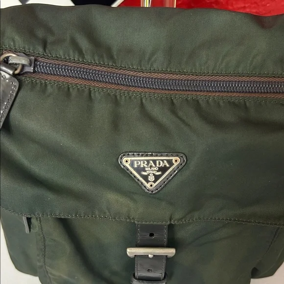 Prada Dark Green Nylon Messenger Bag - Picture 4 of 10